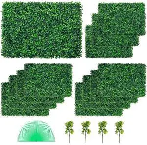 12PCS 24\"x16\" Grass Wall Panels for 32 SQ Feet, Boxwood Hedge Wall Panels, Artificial Grass Backdrop Wall 1.6\", Privacy Hedge Screen UV Protected for Outdoor Indoor Garden Fence Backyard