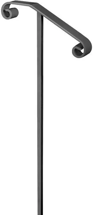 Single Post Handrail Wrought Iron Post Mount Step Grab Supports in Ground Long Post Fits 1 or 2 Steps Grab Rail Single Post Railing (Gray)