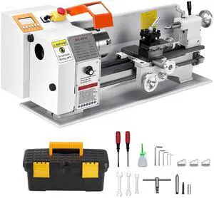 Metal Lathe Machine, 8.7 x 18 in, Precision Bench Power Metal Lathe, Automatic Feed, 0-2500 RPM Variable Speed, 1250W Brushless Motor, for Processing Precision Parts Soft Metals Wood Plastics
