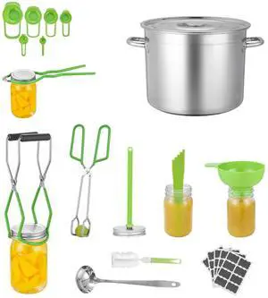 Canning Supplies Starter Kit, 11 Pieces Stainless Steel Water Bath Canning Kit for Beginners, Canning Tools Set: Pot, Rack, Lid, Ladle, Funnel, Tongs, Jar Lifter, Wrench, Measuring Cup Canning Supplies Starter Kit, 11 Pieces Stainless Steel Water Bath Canning Kit for Beginners, Canning Tools Set: Pot, Rack, Lid, Ladle, Funnel, Tongs, Jar Lifter, Wrench, Measuring Cup