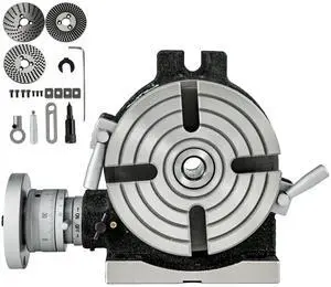 Rotary Table 6inch(150mm) Horizontal Vertical Milling Table 2/5inch(10mm) 4-Slot Milling Rotary Table MT-2 Rotary Table for Milling with Indexing Plate Set for Precision Milling Drilling