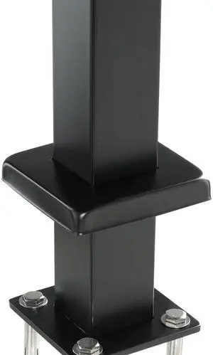 Cable Railing Post, 42" x 2" x 2" Steel Level Deck Railing Post Without Holes, SUS304 Stainless Steel Cable Rail Post, Stair Handrail Post with Horizontal and Curved Bracket, 1-Pack, Black