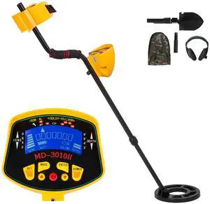 Metal Detector Waterproof Disc Metal detectors Underwater Underground high Accuracy LCD Display Metal Detector for Adults and Children Headphone Automatic Detector (Yellow 3010)