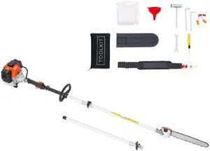 Gas Pole Saw, 52CC 2 Stroke Gas Powered Pole Saws with 14 in Cutting Bar, Cordless Tree Trimmer with 30 fl.oz Fuel Tank, 7.2 to 10 ft Extendable, Powerful Chainsaw for Tree Trimming Pruning
