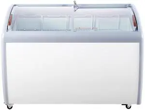 Commercial Ice Cream Display Case, 12.8 Cu.ft Chest Freezer, Mobile Glass Top Deep Freezer, Restaurant Gelato Dipping Cabinet with 4 Wire Baskets, 2 Sliding Glass Doosr, Locking Casters, White