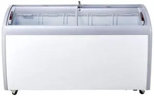 Commercial Ice Cream Display Case, 16.3 Cu.ft Chest Freezer, Mobile Glass Top Deep Freezer, Restaurant Gelato Dipping Cabinet with 5 Wire Baskets, 2 Sliding Glass Doosr, Locking Casters, White