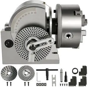 Dividing Head BS-1 Dividing Head Set 6\" 3-jaw Chuck Semi Universal Milling Set with 6\" Chuck+Tailstock+Dividing Plates for Milling Grinding Drilling Machine