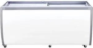 Commercial Ice Cream Display Case, 20 Cu.ft Chest Freezer, Mobile Glass Top Deep Freezer, Restaurant Gelato Dipping Cabinet with 12 Large Tubs, 2 Sliding Glass Doors, Locking Casters, White