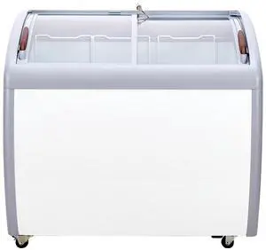 Commercial Ice Cream Display Case, 9.3 Cu.ft Chest Freezer, Mobile Glass Top Deep Freezer, Restaurant Gelato Dipping Cabinet with 3 Wire Baskets, 2 Sliding Glass Doors, Locking Casters, White