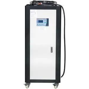 Air Cooled Water Chiller 5 Ton Portable, 5Hp 53L Tank Industrial Chiller, Finned Condenser w/Micro-Computer Control, 15KW Cooling Capacity Stainless Steel Tank Chiller Machine for Cooling Water