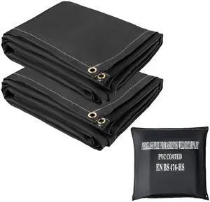 Fire Blankets, 2 Pack Welding Blankets, 8\' x 10\' Fire Suppression Blanket, 1022°F Flame Retardant Blanket, Black Fire Emergency Blankets, Fiberglass Fire Retardant Blanket with 12 Brass Gromme