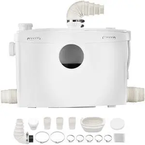 Macerator Pump, 1200W, 48 GPM Flow, 33 ft/10 m Head, Macerator Sewerage Toilet Pump with 4 Water Inlets, Waste Water Disposal Upflush Machine for Toilet, Basement, Shower, Sink, Laundry, Bathtub Macerator Pump, 1200W, 48 GPM Flow, 33 ft/10 m Head, Macerator Sewerage Toilet Pump with 4 Water Inlets, Waste Water Disposal Upflush Machine for Toilet, Basement, Shower, Sink, Laundry, Bathtub