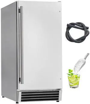 Undercounter Built-in Ice Maker, 50 Lbs/Day Under Counter Ice Maker Machine with Reversible Door Stainless Steel, Freestanding Ice-Making Machine for Restaurant, Outdoor Kitchen, Terrace, Pool