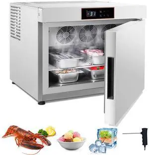 Commercial Blast Freezer, 32 L / 1.1 Cu.ft Blast Chiller with 4 1/3 Trays, Blast Chiller Freezer Chest with Cooling & Freezing Modes, Stainless Steel Food Blast Freezer for Restaurant, Seafood