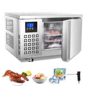 Commercial Blast Freezer, 80 L / 2.8 Cu.ft Blast Chiller with 3 Trays, Blast Chiller Freezer Chest with 4 Freezing Modes, Stainless Steel Food Blast Freezer with Casters for Restaurant, Seafood