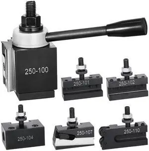 Quick Change Tool Post Set, 6 Pcs, Includes Lathe Tool Holders, Wedge Type Tool Post with Turning Tool Holder Accessories, Fit for Mini Lathe & Metal Lathe 6"-12" Swing, Durable Steel Material Quick Change Tool Post Set, 6 Pcs, Includes Lathe Tool Holders, Wedge Type Tool Post with Turning Tool Holder Accessories, Fit for Mini Lathe & Metal Lathe 6"-12" Swing, Durable Steel Material