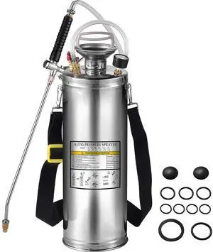 3 Gallon Stainless Steel Sprayer, 20" Wand & 3FT Reinforced Hose, Hand Pump Sprayer with Pressure Gauge, Safety Valve & Adjustable Nozzle, Garden Weed Sprayer for Lawn, Gardening & Sanitizing