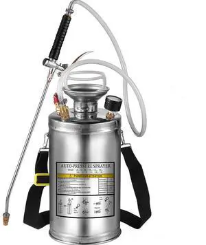 1.5Gal Stainless Steel Sprayer, Set with 16\" Wand& Handle& 3.3FT Reinforced Hose, Hand Pump Sprayer with Pressure Gauge&Safety Valve, Adjustable Nozzle Suitable for Gardening& Sanitizing