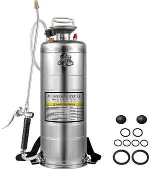 3.5Gal Stainless Steel Sprayer,l Set with 20\" Wand& Handle& 3FT Reinforced Hose, Hand Pump Sprayer with Pressure Gauge&Safety Valve, Adjustable Nozzle Suitable for Gardening& Sanitizing