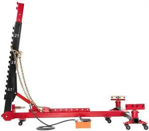 Auto Body Frame Puller Straightener, 6T Tension Car Body Repair Equipment with 6000PSI Hydraulic Foot Pump & Swivel Post, Includes 16 Straightening Tools, for Auto Repair Shop, Sedan SUV Pickup