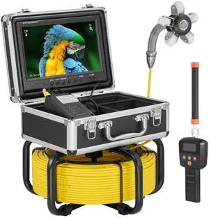 Sewer Camera with 512Hz Locator,165 ft/50 m, Self-Leveling Drain Inspection Camera with  9" 1080P HD Screen, 36X Zoom, Snake Plumbing Camera with Lights-12 LED, 32GB SD Card for Duct Pipe