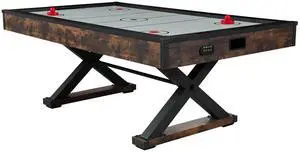 84" Air Hockey Table, Indoor Arcade Table Gaming Set with 2 Pushers, 2 Pucks, Electronic Scorer, X-shaped Legs & High-powered Blower, Air Powered Hockey Game Table for Family Game Room Office