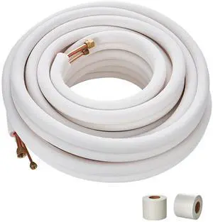 50FT Mini Split Line Set, 1/4" & 1/2" O.D Copper Pipes Tubing and Triple-Layer Insulation, for Mini Split Air Conditioning Refrigerant or Heating Pump Equipment & HVAC with Wrapping Strips. 50FT Mini Split Line Set, 1/4" & 1/2" O.D Copper Pipes Tubing and Triple-Layer Insulation, for Mini Split Air Conditioning Refrigerant or Heating Pump Equipment & HVAC with Wrapping Strips.