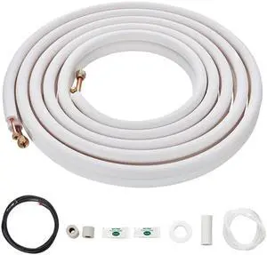 25FT Mini Split Line Set, 1/4" & 1/2" O.D Copper Pipes Tubing and Triple-Layer Insulation, for Air Conditioning or Heating Pump Equipment & HVAC with Rich Accessories (27ft Connection Cable) 25FT Mini Split Line Set, 1/4" & 1/2" O.D Copper Pipes Tubing and Triple-Layer Insulation, for Air Conditioning or Heating Pump Equipment & HVAC with Rich Accessories (27ft Connection Cable)