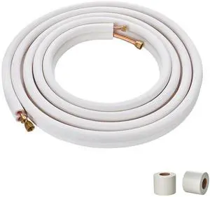 25FT Mini Split Line Set, 1/4" & 1/2" O.D Copper Pipes Tubing and Triple-Layer Insulation, for Mini Split Air Conditioning Refrigerant or Heating Pump Equipment & HVAC with Wrapping Strips. 25FT Mini Split Line Set, 1/4" & 1/2" O.D Copper Pipes Tubing and Triple-Layer Insulation, for Mini Split Air Conditioning Refrigerant or Heating Pump Equipment & HVAC with Wrapping Strips.