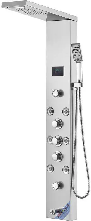 Shower Panel System, 6 Shower Modes, LED & Screen Hydroelectricity Shower Panel Tower, Rainfall, Waterfall, 8 Massage Jets, Tub Spout, Handheld Shower, Stainless Steel Wall-Mounted Shower Set Shower Panel System, 6 Shower Modes, LED & Screen Hydroelectricity Shower Panel Tower, Rainfall, Waterfall, 8 Massage Jets, Tub Spout, Handheld Shower, Stainless Steel Wall-Mounted Shower Set