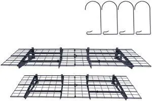 Garage Storage Shelving, 2 Pack, 4 x 2 ft Heavy Duty Garage Shelves Wall Mounted, 500 lbs Load Capacity(Total) Garage Storage Rack Floating Shelves, Suitable for Shop, Shed, Garage Storage Garage Storage Shelving, 2 Pack, 4 x 2 ft Heavy Duty Garage Shelves Wall Mounted, 500 lbs Load Capacity(Total) Garage Storage Rack Floating Shelves, Suitable for Shop, Shed, Garage Storage