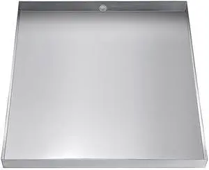 27 x 25 x 2.5 Inch Washing Machine Pan 304 Stainless Steel Washing Machine Drain Pan 18 GA Thickness Heavy Duty Compact Washer Drip Tray with Drain Hole & Hose Adapter