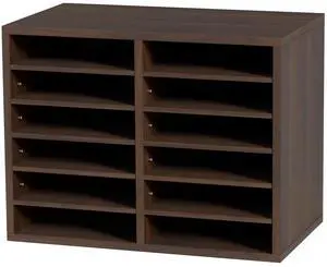 Literature Organizers, 12 Compartments Office Mailbox with Adjustable Shelves, Wood Literature Sorter 20.4x12x16.1 inches for Office, Home, Classroom, Mailrooms Organization, EPA Certified Brown Literature Organizers, 12 Compartments Office Mailbox with Adjustable Shelves, Wood Literature Sorter 20.4x12x16.1 inches for Office, Home, Classroom, Mailrooms Organization, EPA Certified Brown