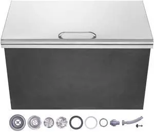 Drop in Ice Chest, 24"L x 20"W x 15"H Stainless Steel Ice Cooler, Commercial Ice Bin with Hinged Cover, 40 qt Outdoor Kitchen Ice Bar, Drain-pipe and Drain Plug Included, for Cold Wine Beer Drop in Ice Chest, 24"L x 20"W x 15"H Stainless Steel Ice Cooler, Commercial Ice Bin with Hinged Cover, 40 qt Outdoor Kitchen Ice Bar, Drain-pipe and Drain Plug Included, for Cold Wine Beer