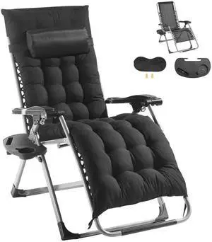 Zero Gravity Chair, 26 inch Zero Gravity Recliner Lounge Chair for Indoor and Outdoor, Adjustable Anti Gravity Chair with Cushion, Headrest, Footrest, and Cupholder, 500 lbs, Black Zero Gravity Chair, 26 inch Zero Gravity Recliner Lounge Chair for Indoor and Outdoor, Adjustable Anti Gravity Chair with Cushion, Headrest, Footrest, and Cupholder, 500 lbs, Black