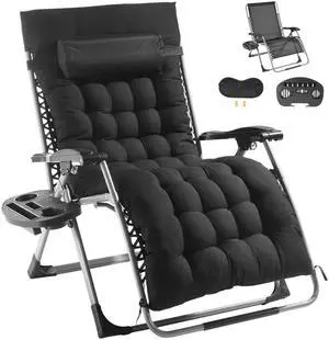 Zero Gravity Chair, 33 inch Zero Gravity Recliner Lounge Chair for Indoor and Outdoor, Adjustable Anti Gravity Chair with Cushion, Headrest, Footrest, and Cupholder, 500 lbs, Black Zero Gravity Chair, 33 inch Zero Gravity Recliner Lounge Chair for Indoor and Outdoor, Adjustable Anti Gravity Chair with Cushion, Headrest, Footrest, and Cupholder, 500 lbs, Black