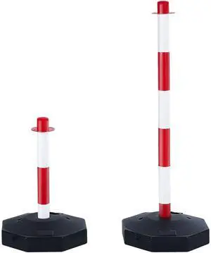 Adjustable Traffic Delineator Post Cones, 4 Pack, Traffic Safety Delineator Barrier with Fillable Base 8FT Chain, for Traffic Control Warning Parking Lot Construction Caution Roads, Red & White Adjustable Traffic Delineator Post Cones, 4 Pack, Traffic Safety Delineator Barrier with Fillable Base 8FT Chain, for Traffic Control Warning Parking Lot Construction Caution Roads, Red & White