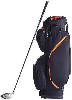 Golf Cart Bag with 14 Way Organizer Divider Top, 36 13 Pockets Premium Cart Bag, Durable Golf Bags with Handles & Dust Cover & Detachable Straps for Men & Women, Black & Orange Golf Cart Bag with 14 Way Organizer Divider Top, 36 13 Pockets Premium Cart Bag, Durable Golf Bags with Handles & Dust Cover & Detachable Straps for Men & Women, Black & Orange