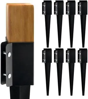 Fence Post Anchor Ground Spike, 8 Pack 24 x 4 x 4 Inches Outer Diameter (Inner Diameter 3.5 x3.5 Inches), Metal Black Powder Coated Post Stake Ground, for Mailbox Deck Garden Railing Fence Post Anchor Ground Spike, 8 Pack 24 x 4 x 4 Inches Outer Diameter (Inner Diameter 3.5 x3.5 Inches), Metal Black Powder Coated Post Stake Ground, for Mailbox Deck Garden Railing