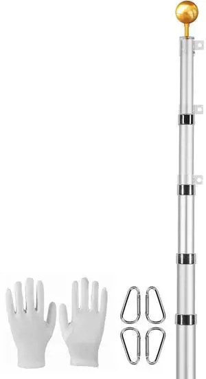 25FT Telescoping Flag pole Kit, Heavy Duty Aluminum Alloy in Ground Flag Poles for Outside, 3 Display Modes Flagpole with 3x5 American Flag, Professional Accessories, Silver 25FT Telescoping Flag pole Kit, Heavy Duty Aluminum Alloy in Ground Flag Poles for Outside, 3 Display Modes Flagpole with 3x5 American Flag, Professional Accessories, Silver