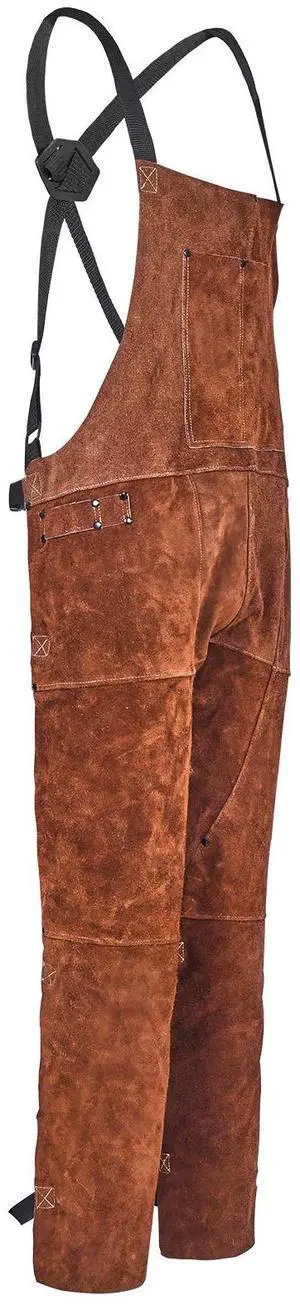Leather Welding Apron Split Leg, Heavy Duty Cowhide Flame Resistant Welding Pants for Men Women, Heat-Resistant Safety Apron with 3 Pockets for Woodworking, Gardening, Blacksmithing, XL-Size Leather Welding Apron Split Leg, Heavy Duty Cowhide Flame Resistant Welding Pants for Men Women, Heat-Resistant Safety Apron with 3 Pockets for Woodworking, Gardening, Blacksmithing, XL-Size
