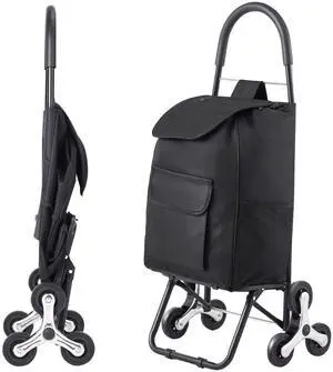 Stair Climber Trolley Dolly, 36L Folding Shopping Cart, Grocery Cart Trolley Laundry Stair Climbing Handcart with 6 Wheels & Oxford Cloth Bag, Foldable Cart for Shopping Grocery Laundry, Black Stair Climber Trolley Dolly, 36L Folding Shopping Cart, Grocery Cart Trolley Laundry Stair Climbing Handcart with 6 Wheels & Oxford Cloth Bag, Foldable Cart for Shopping Grocery Laundry, Black