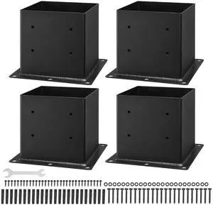 4x4 Post Base 4 Pcs, Inner Size 3.6x3.6 inch / 92x92 mm Post Brackets, Heavy Duty Carbon Steel Decking Posts, Wood Posts Brackets for Pavilion Deck Railing Support Deck Base Plate, Black 4x4 Post Base 4 Pcs, Inner Size 3.6x3.6 inch / 92x92 mm Post Brackets, Heavy Duty Carbon Steel Decking Posts, Wood Posts Brackets for Pavilion Deck Railing Support Deck Base Plate, Black
