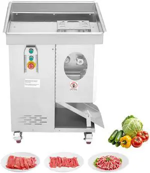 Meat Cutter Machine, 1100W Meat Slicer, 1102 lb/h Commercial Meat Cutting Machine, Stainless Steel, 5 mm Thickness, Detachable Blades, Electric Food Slicer for Kitchen Restaurant Supermarket