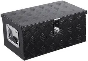 Heavy Duty Aluminum Truck Bed Tool Box, Stripes Plated Tool Box with Side Handle and Lock Keys, Storage Toolbox Chest Organizer for Trailer, Pickup, Truck Bed, RV, 20"x12"x9.5", Black Heavy Duty Aluminum Truck Bed Tool Box, Stripes Plated Tool Box with Side Handle and Lock Keys, Storage Toolbox Chest Organizer for Trailer, Pickup, Truck Bed, RV, 20"x12"x9.5", Black