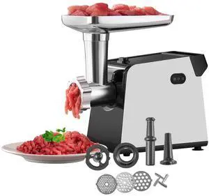 Meat Grinder, 3 Lbs/Min Capacity Electric Meat Grinders with Blade, Grinding Plate, Sausage Maker, Kubbe Kit, Stainless Steel Meat Mincer for Home Kitchen