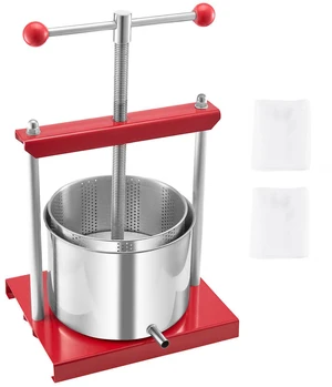 1.6 Gal/6L Fruit Wine Press, 2 Stainless Steel Barrels, Manual Juice Maker, Cider Apple Grape Tincture Honey Olive Oil Making Press with T-Handle for Outdoor Kitchen Home 1.6 Gal/6L Fruit Wine Press, 2 Stainless Steel Barrels, Manual Juice Maker, Cider Apple Grape Tincture Honey Olive Oil Making Press with T-Handle for Outdoor Kitchen Home