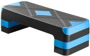 Aerobic Exercise Step Platform, 28-Inch Workout Aerobic Stepper, Height Adjustable Fitness Training Step Deck Trainer with 4 Risers, Non-Slip Surface Bench for Home Gym Cardio Strength, Blue Aerobic Exercise Step Platform, 28-Inch Workout Aerobic Stepper, Height Adjustable Fitness Training Step Deck Trainer with 4 Risers, Non-Slip Surface Bench for Home Gym Cardio Strength, Blue