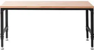 Adjustable Workbench, 72" L X 25" W Garage Worktable with Universal Wheels, 28-39.5" Heights & 3000 LBS Load Capacity, with Power Outlets & Hardwood Top & Storage & Foot Pads, for Office Home