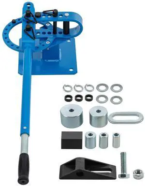 YP-9 Manual Bench Top Compact Bender Pipe Bending Machine 7 Dies 1-3inch Metal Fabrication Tube Rod Pipe Bender 44ft Mount Powdercoat Telescoping Handle Maximum 5/8 Thick 1-15/16inch Width